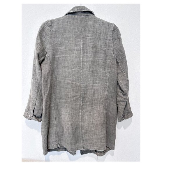 Grey Linen Trench Blazer - Picture 4 of 7
